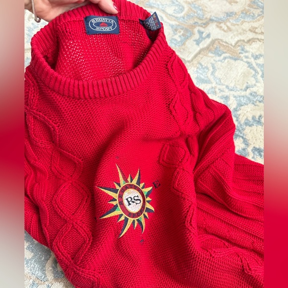 Vintage Nautical cable knit deep red sweater, crew neck by Regatta Sport size XL - Picture 5 of 10